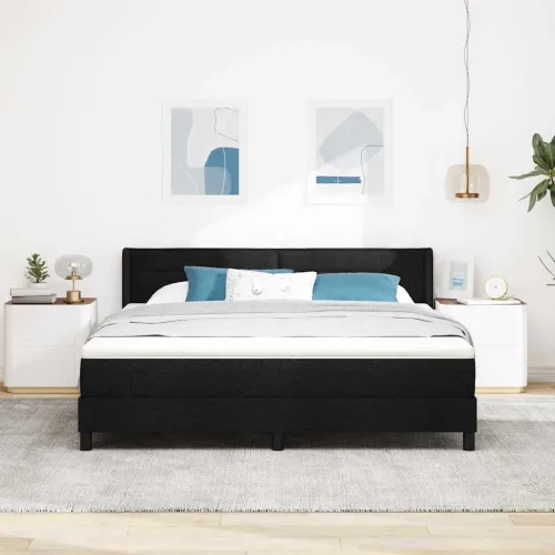 Box spring krevet s uzglavljem Crna 200 x 180 cm tkanina - Crna 180 x 200 cm Dizajn linija Cijena