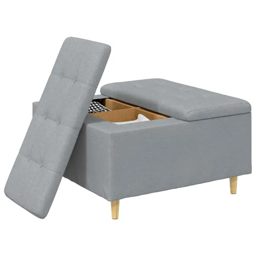 Otoman s pohranom Svijetlo siva 80 x 80 x 45 cm tkanina - Svjetlosiva 80 cm Tkanina Cijena