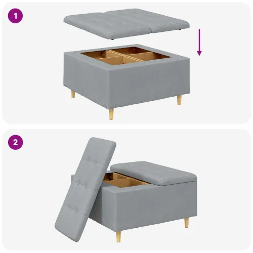 Otoman s pohranom Svijetlo siva 80 x 80 x 45 cm tkanina - Svjetlosiva 80 cm Tkanina Cijena