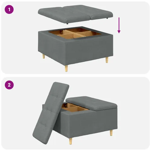 Otoman s pohranom Tamno siva 80 x 80 x 45 cm tkanina - Tamnosiva 80 cm Tkanina Cijena