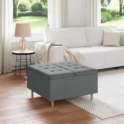 Otoman s pohranom Tamno siva 80 x 80 x 45 cm tkanina - Tamnosiva 80 cm Tkanina Cijena