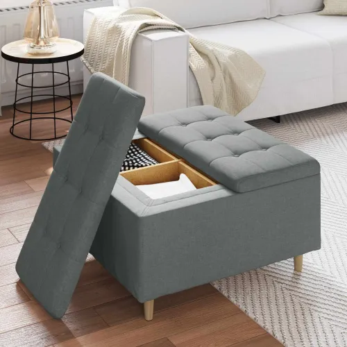 Otoman s pohranom Tamno siva 80 x 80 x 45 cm tkanina - Tamnosiva 80 cm Tkanina Cijena