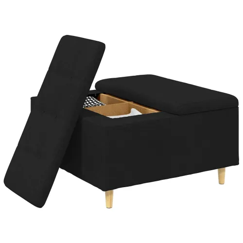 Otoman s pohranom Crna 80 x 80 x 45 cm tkanina - Crna 80 cm Tkanina Cijena