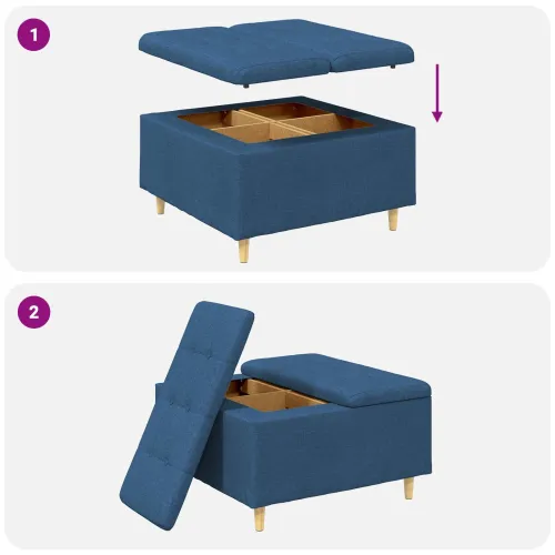 Otoman s pohranom Plava 80 x 80 x 45 cm tkanina - Plava 80 cm Tkanina Cijena
