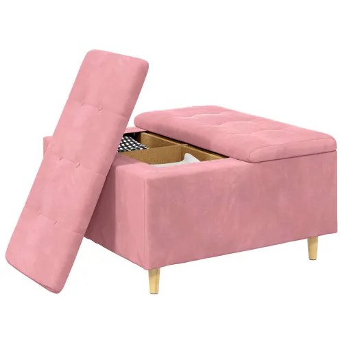 Otoman s pohranom Ružičasta 80 x 80 x 45 cm Baršun - Ružičasta 80 cm Baršun Cijena
