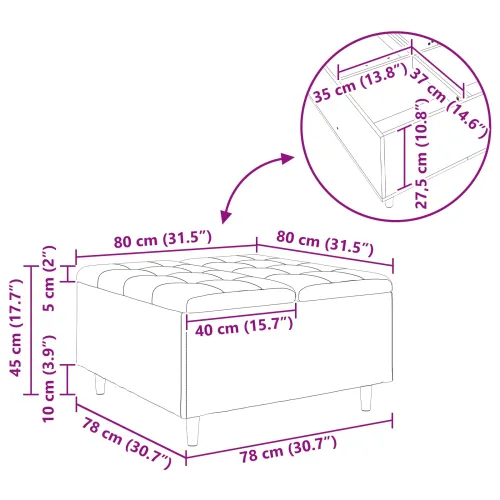 Otoman s pohranom Crna 80 x 80 x 45 cm Baršun - Crna 80 cm Baršun Cijena