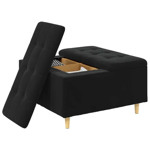 Otoman s pohranom Crna 80 x 80 x 45 cm Baršun - Crna 80 cm Baršun Cijena