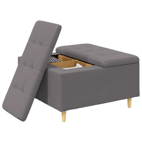 Otoman s pohranom Sivi 80 x 80 x 45 cm Umjetna koža - Sivi 80 cm Umjetna koža Cijena