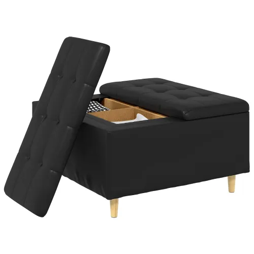 Otoman s pohranom Crna 80 x 80 x 45 cm Umjetna koža - Crna 80 cm Umjetna koža Cijena