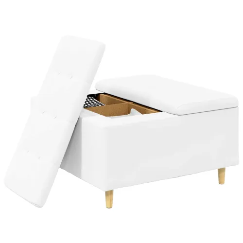 Otoman s pohranom Bijeli 80 x 80 x 45 cm Umjetna koža - Bijeli 80 cm Umjetna koža Cijena