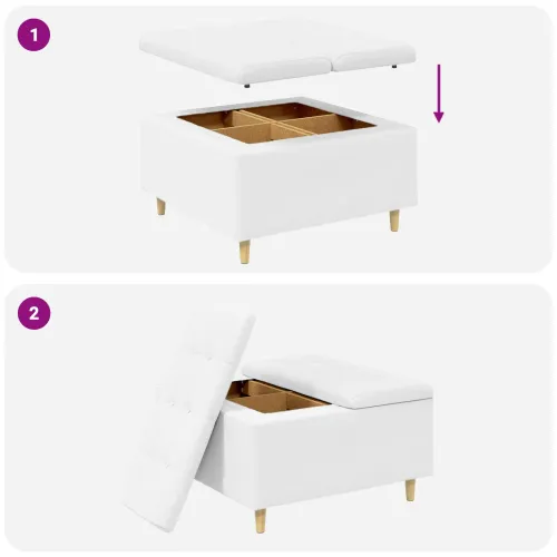 Otoman s pohranom Bijeli 80 x 80 x 45 cm Umjetna koža - Bijeli 80 cm Umjetna koža Cijena