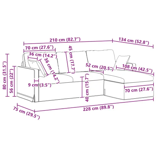 Sofa Svijetlo zelena 228 x 134 x 80 cm Baršun - Svijetlo zelena 210 cm Cijena