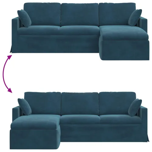 Sofa Plava 228 x 134 x 80 cm Baršun - Plava 210 cm Cijena