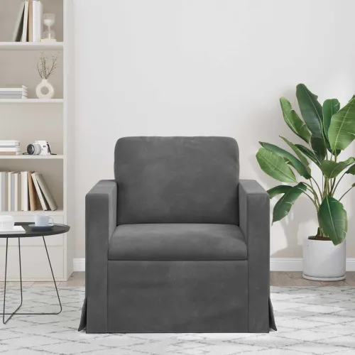 Sofa Tamno siva 78 x 78 x 80 cm Baršun - Tamno siva 60 cm Cijena
