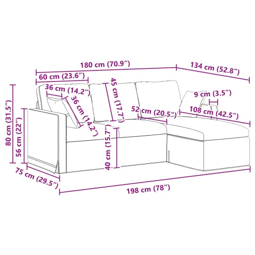 Sofa Crna 198 x 134 x 80 cm Baršun - Crna 180 cm Cijena