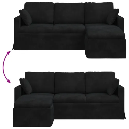 Sofa Crna 198 x 134 x 80 cm Baršun - Crna 180 cm Cijena