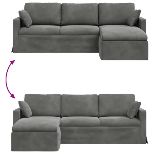 Sofa Tamno siva 228 x 134 x 80 cm Baršun - Tamno siva 210 cm Cijena