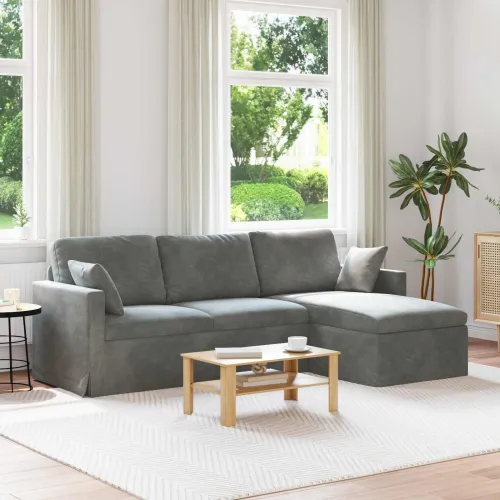 Sofa Tamno siva 228 x 134 x 80 cm Baršun - Tamno siva 210 cm Cijena
