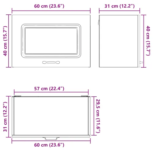 Ploča za perilicu posuđa Kalmar Crni hrast 60 x 31 x 40 cm - Crni hrast 1x zidni ormar (1 preklopna vrata) širine 60 cm visine 4 Cijena