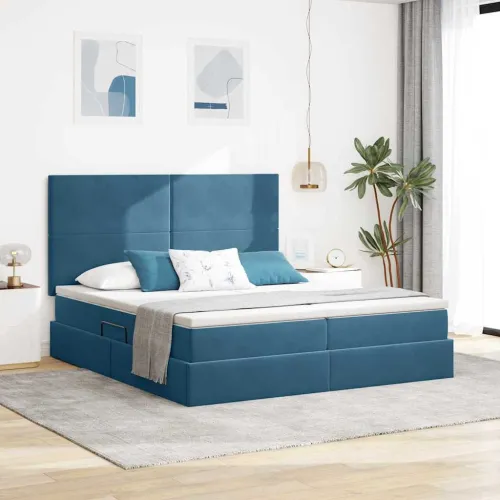 Krevet s od storage s pohranom Tamno plava 180 x 200 cm Baršun - Tamno plava 180 x 200 cm Gladak dizajn Cijena