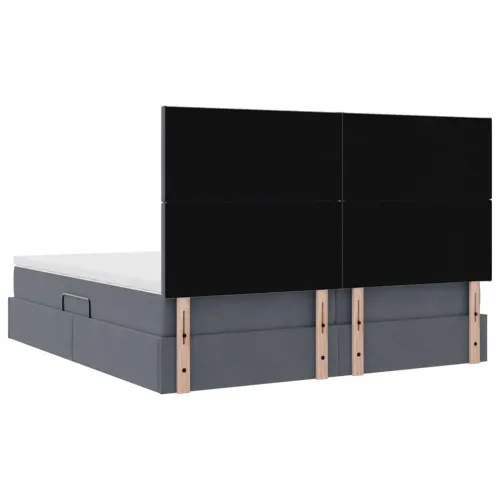 Krevet s od storage s uzglavljem Tamno siva 200 x 200 cm Baršun - Tamnosiva 200 x 200 cm Gladak dizajn Cijena