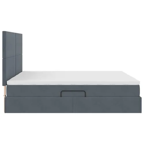 Krevet s od storage s uzglavljem Tamno siva 200 x 200 cm Baršun - Tamnosiva 200 x 200 cm Gladak dizajn Cijena