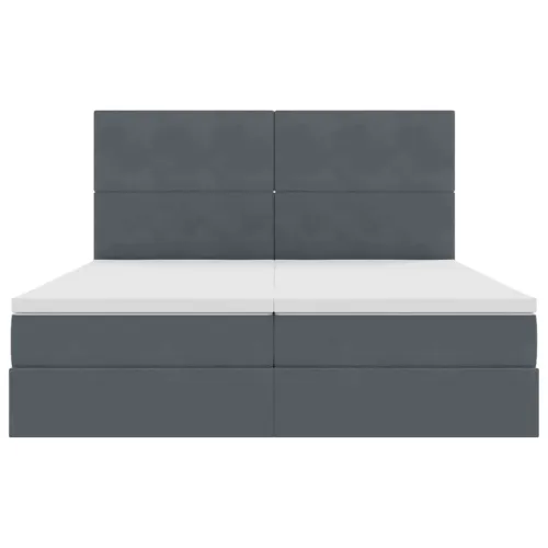 Krevet s od storage s uzglavljem Tamno siva 200 x 200 cm Baršun - Tamnosiva 200 x 200 cm Gladak dizajn Cijena