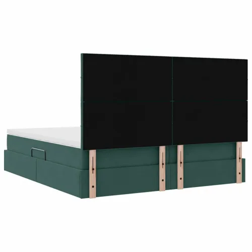 Krevet s od storage s pohranom Tamnozelena 180 x 200 cm Baršun - Tamnozelena 180 x 200 cm Blok sa kvadratićima Cijena
