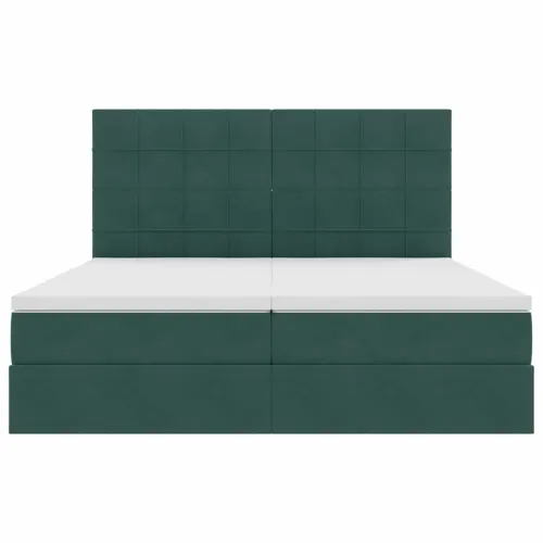 Krevet s od storage s pohranom Tamnozelena 180 x 200 cm Baršun - Tamnozelena 180 x 200 cm Blok sa kvadratićima Cijena