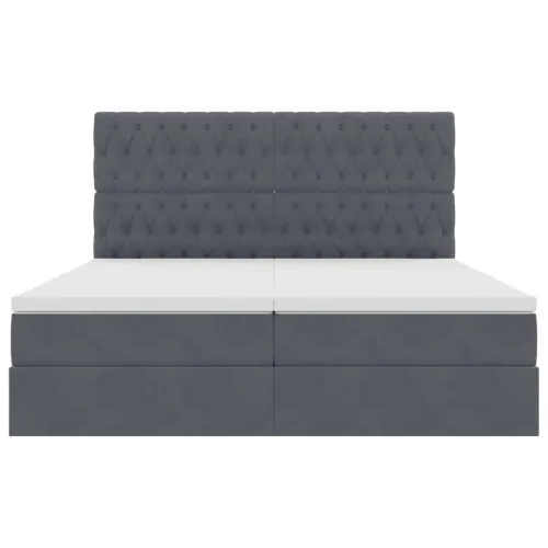 Krevet s od storage s uzglavljem Tamno siva 200 x 200 cm Baršun - Tamnosiva 200 x 200 cm Dizajn s jastučićima Cijena
