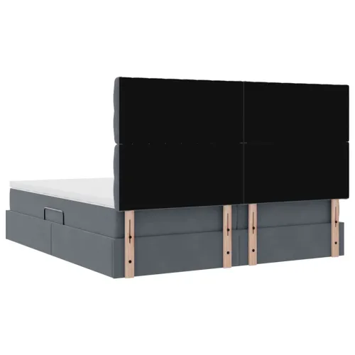 Krevet s od storage s uzglavljem Tamno siva 200 x 200 cm Baršun - Tamnosiva 200 x 200 cm Dizajn s jastučićima Cijena