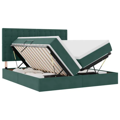 Krevet s od storage s pohranom Tamnozelena 180 x 200 cm Baršun - Tamnozelena 180 x 200 cm Gumbi Cijena