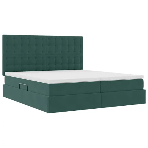 Krevet s od storage s pohranom Tamnozelena 180 x 200 cm Baršun - Tamnozelena 180 x 200 cm Gumbi Cijena