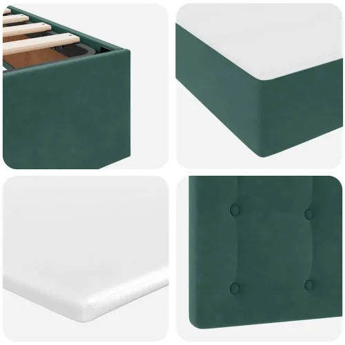 Krevet s od storage s pohranom Tamnozelena 180 x 200 cm Baršun - Tamnozelena 180 x 200 cm Gumbi Cijena
