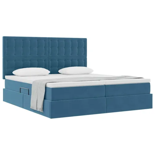 Krevet s od storage s pohranom Tamno plava 180 x 200 cm Baršun - Tamno plava 180 x 200 cm Gumbi Cijena