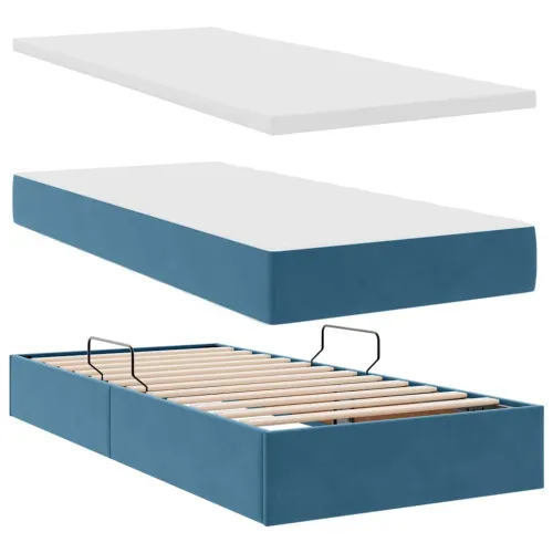 Krevet s od storage s pohranom Tamno plava 180 x 200 cm Baršun - Tamno plava 180 x 200 cm Gumbi Cijena