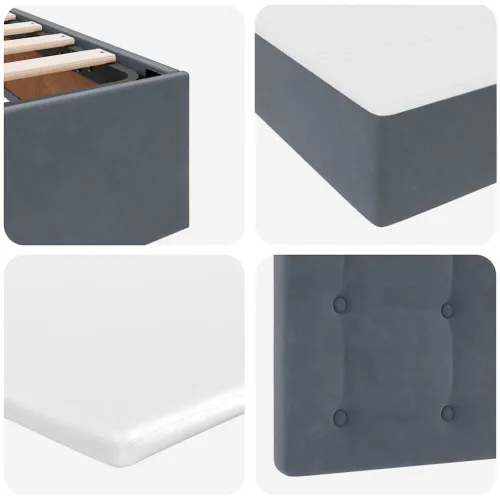 Krevet s od storage s uzglavljem Tamno siva 200 x 200 cm Baršun - Tamno siva 200 x 200 cm Gumbi Cijena