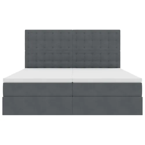 Krevet s od storage s uzglavljem Tamno siva 200 x 200 cm Baršun - Tamno siva 200 x 200 cm Gumbi Cijena
