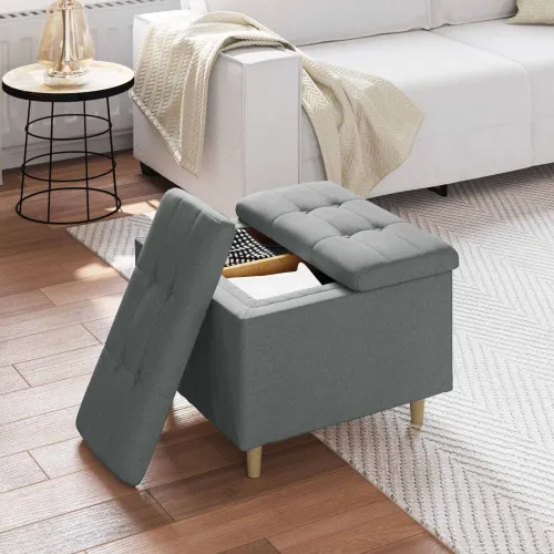 Otoman s pohranom Tamno siva 60 x 60 x 45 cm tkanina - Tamnosiva 60 cm Tkanina Cijena