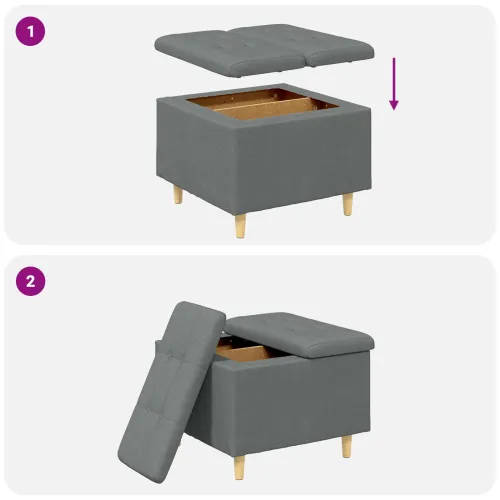 Otoman s pohranom Tamno siva 60 x 60 x 45 cm tkanina - Tamnosiva 60 cm Tkanina Cijena