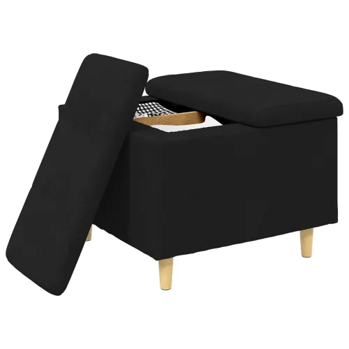 Otoman s pohranom Crna 60 x 60 x 45 cm tkanina - Crna 60 cm Tkanina Cijena