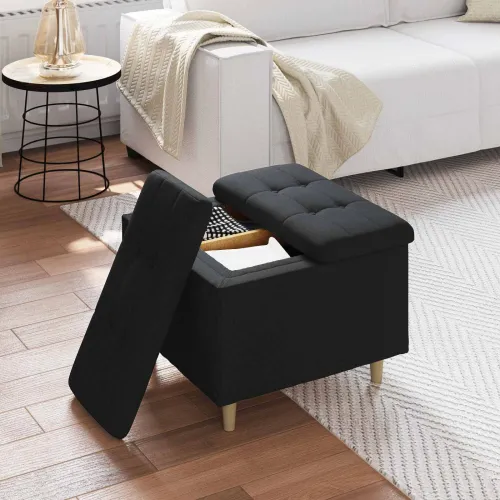 Otoman s pohranom Crna 60 x 60 x 45 cm tkanina - Crna 60 cm Tkanina Cijena