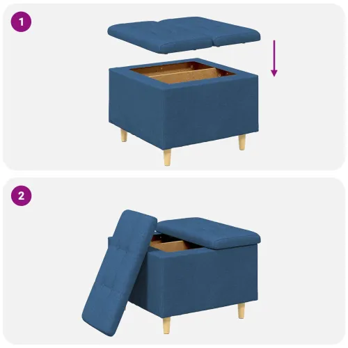 Otoman s pohranom Plava 60 x 60 x 45 cm tkanina - Plava 60 cm Tkanina Cijena