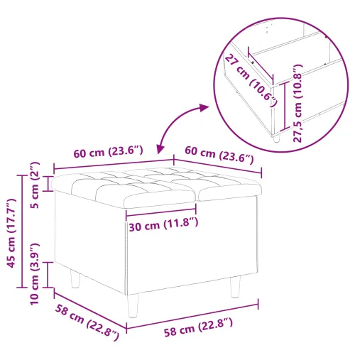 Otoman s pohranom Svijetlo siva 60 x 60 x 45 cm Baršun - Svjetlosiva 60 cm Baršun Cijena