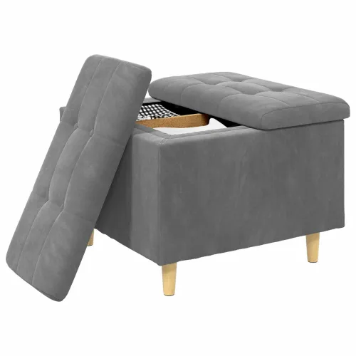 Otoman s pohranom Tamno siva 60 x 60 x 45 cm Baršun - Tamno siva 60 cm Baršun Cijena