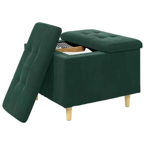Otoman s pohranom Tamnozelena 60 x 60 x 45 cm Baršun - Tamnozelena 60 cm Baršun Cijena