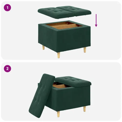 Otoman s pohranom Tamnozelena 60 x 60 x 45 cm Baršun - Tamnozelena 60 cm Baršun Cijena
