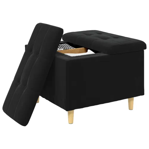 Otoman s pohranom Crna 60 x 60 x 45 cm Baršun - Crna 60 cm Baršun Cijena