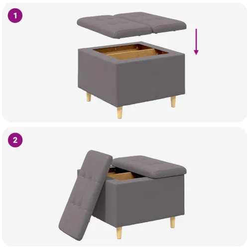 Otoman s pohranom Sivi 60 x 60 x 45 cm Umjetna koža - Sivi 60 cm Umjetna koža Cijena