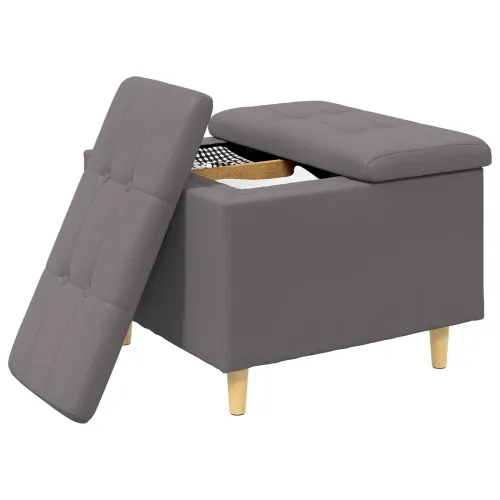 Otoman s pohranom Sivi 60 x 60 x 45 cm Umjetna koža - Sivi 60 cm Umjetna koža Cijena